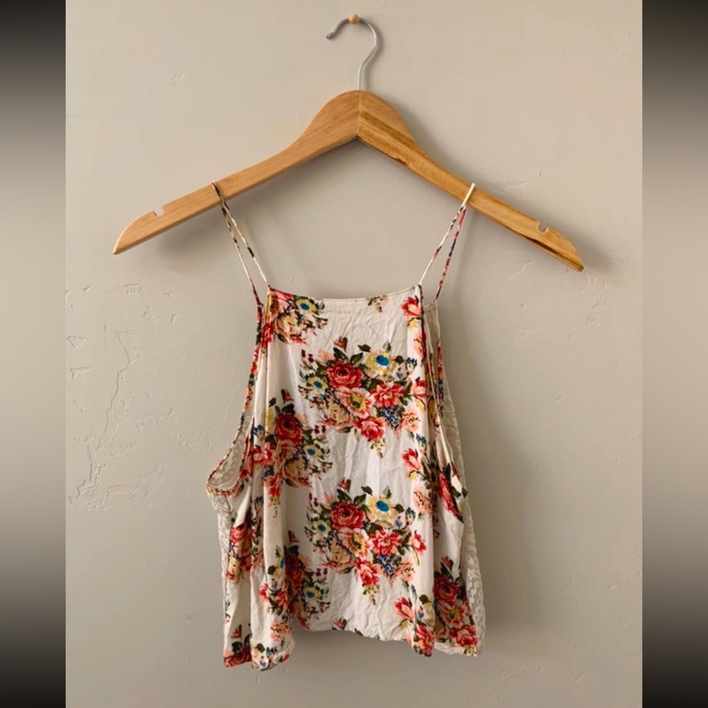 Urban Outfitters Floral Lace-Back Halter